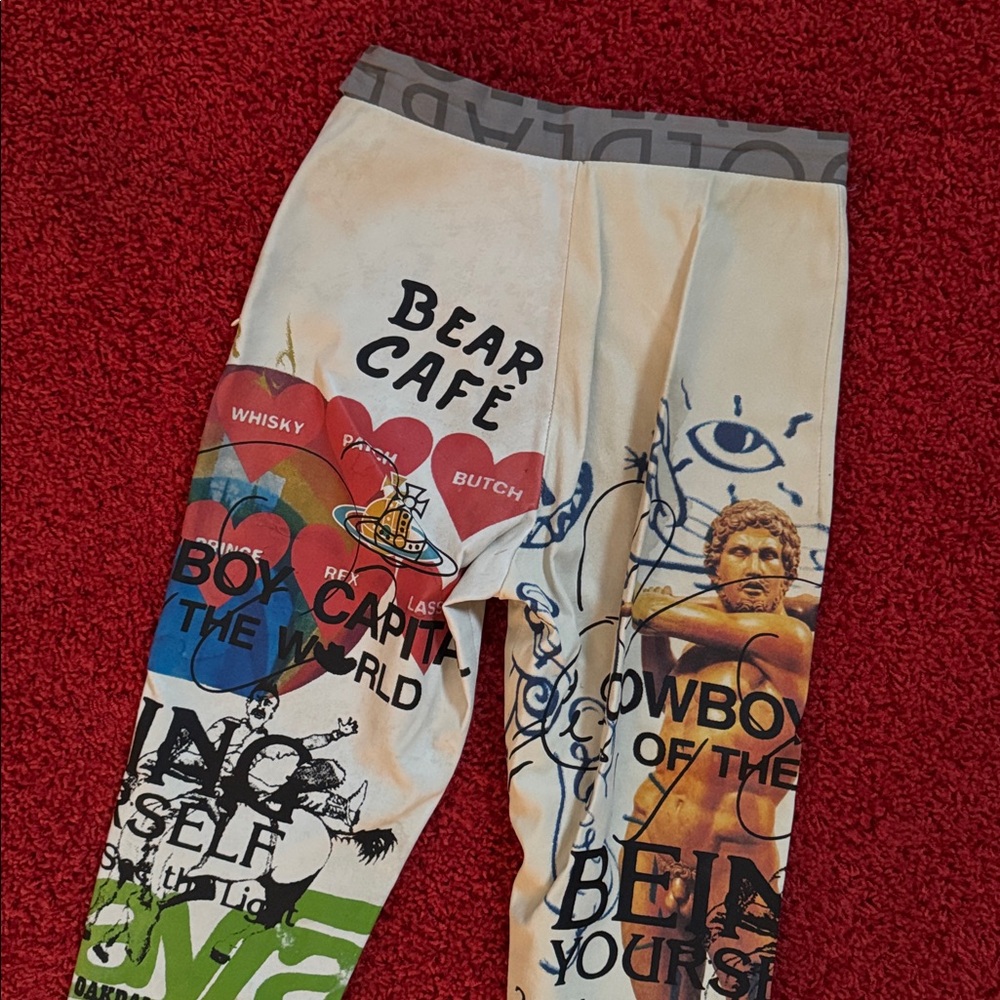 Vivienne Westwood GOLD LABEL LEATHER STRETCH PANTS MEANINGLESS PRINT 2015 - Picture 13 of 16